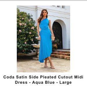 Coda Satin Side Pleated Cutout Midi
Dress